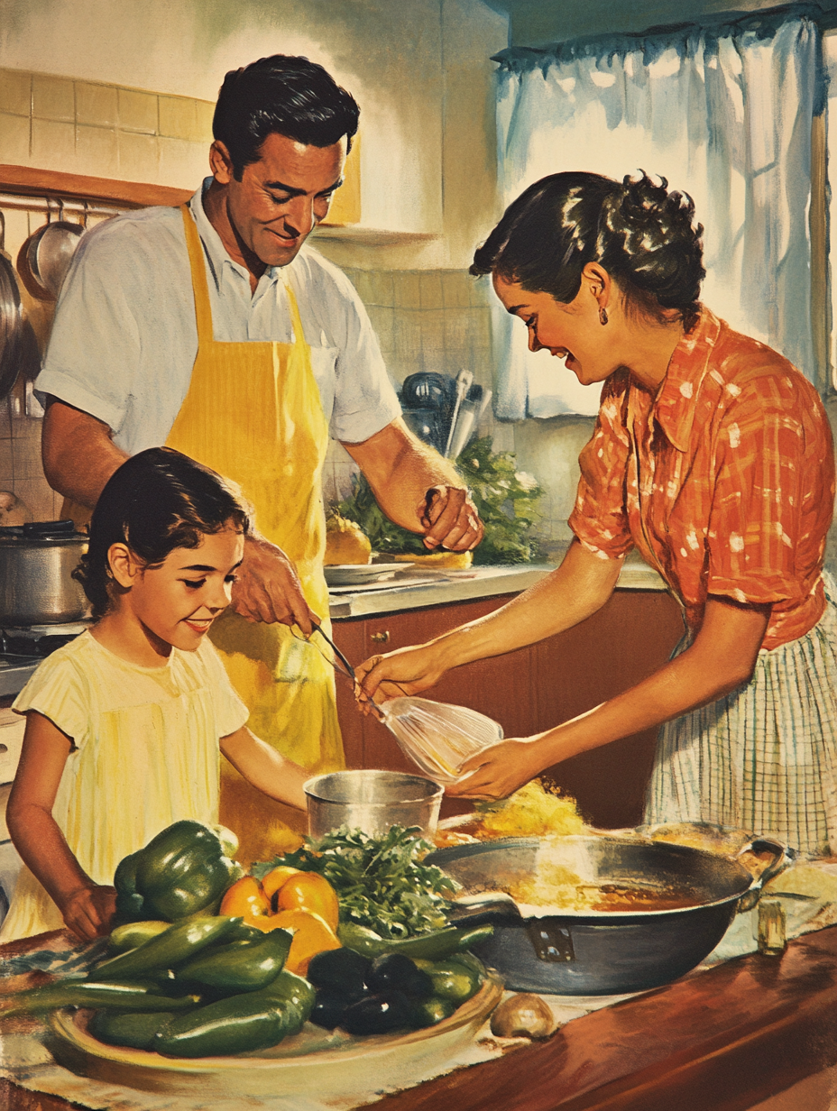 Family cooking together